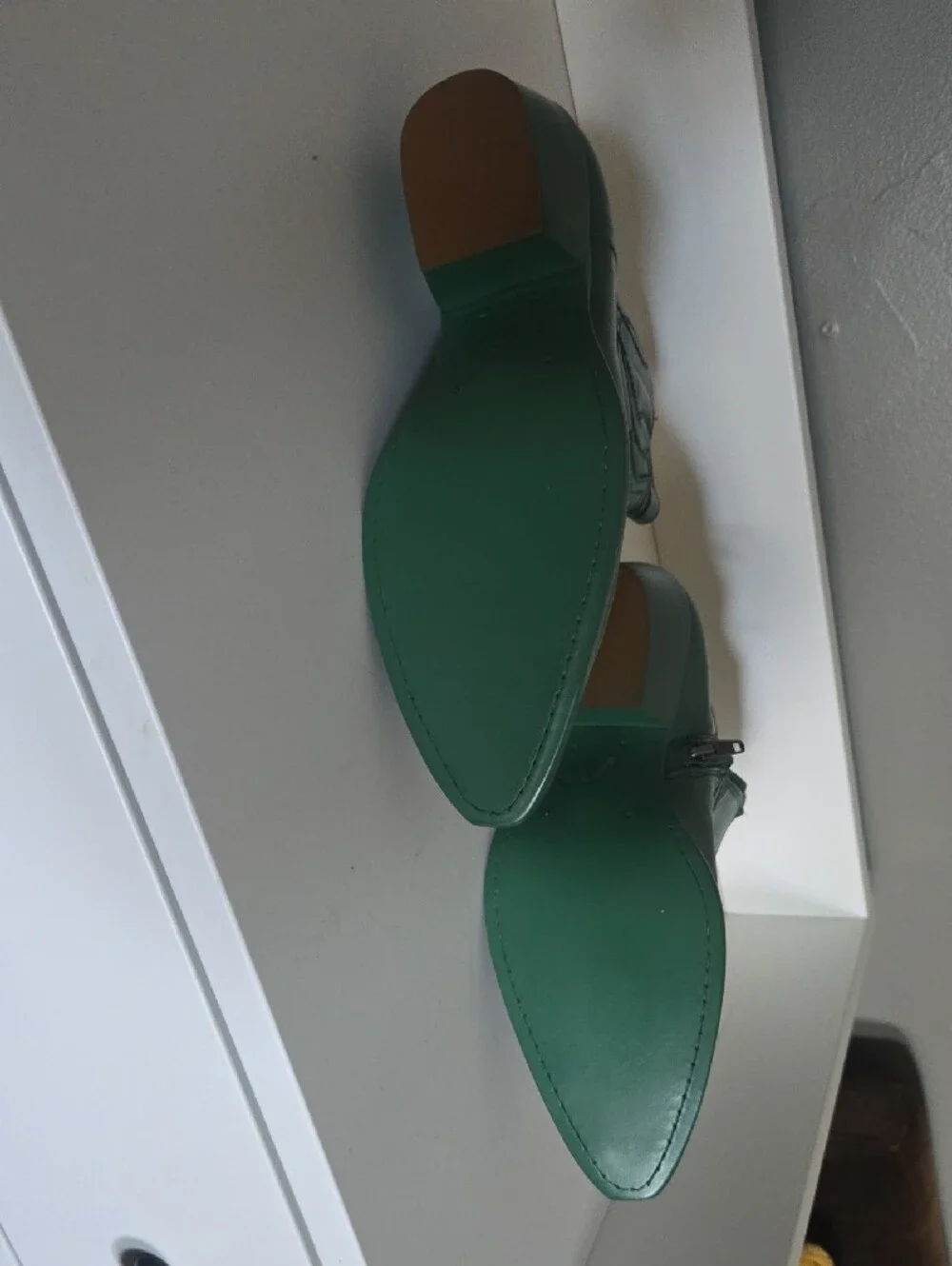 Steve Madden Green Faux-Leather Western Ankle Boots